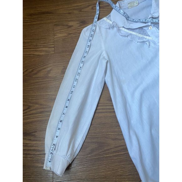 Vintage White Cottage Core Button Down Size 14 - Picture 6 of 8
